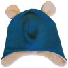 zimní čepice s ušima tyrkysová