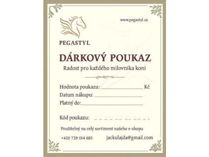Dárkový poukaz na jezdecké potřeby