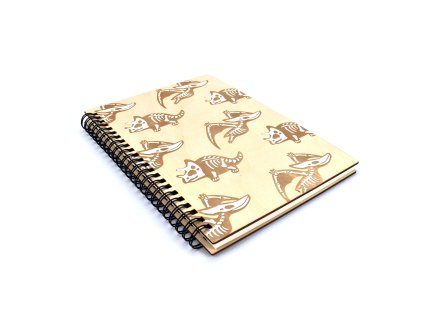 pehucraft dinosaur dřevěný poznámkový blok sešit diář dřevo výřez kruh akryl gravírování fotoalbum laser