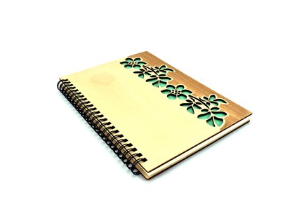 pehucraft dřevěný poznámkový blok sešit diář dřevo výřez květiny zelené akryl gravírování fotoalbum laser