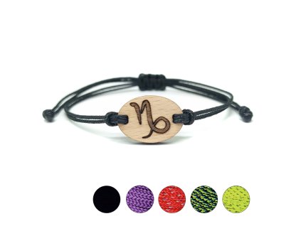 pehucraft dřevěný náramek znamení zvěrokruhu černá kozoroh shamballa microcord buk dárek 1