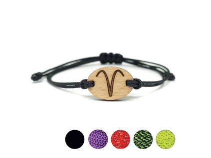 pehucraft dřevěný náramek znamení zvěrokruhu černá beran shamballa microcord buk dárek 1