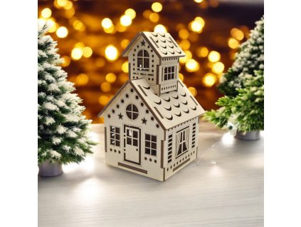 pehucraft dřevo vánoce domeček svíčka svátky překližka vesnice