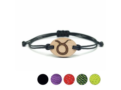 pehucraft dřevěný náramek znamení zvěrokruhu černá býk shamballa microcord buk dárek 1