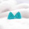 Náušnice z japonských korálků Miyuki – tyrkysové trojúhelníky s moderním designem(5)