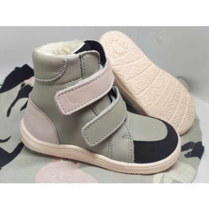 BABY BARE SHOES FEBO WINTER GREY PINK s okopom asfaltico