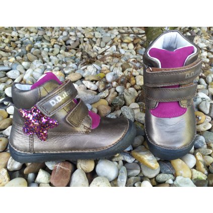 D.D. Step barefoot celoročné kožené topánky vyššie 063 Bronze