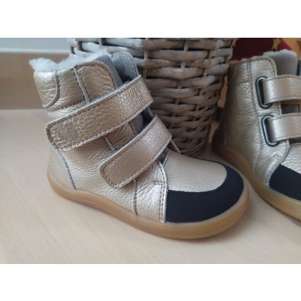 Baby Bare Shoes FEBO WINTER GOLD s okopom