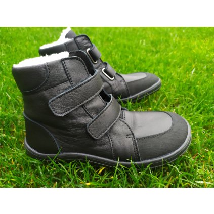 Baby Bare Shoes FEBO WINTER BLACK s okopom asfaltico