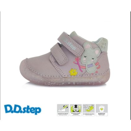 D.D. Step 070-622 Mauve barefoot kožené topánky