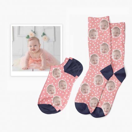 puntíčkované ponožky s fotkou