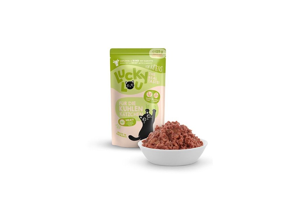 Lucky Lou Lifestage Kitten s drůbežím a hovězím masem 125 g