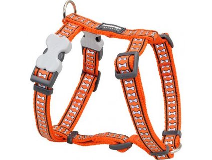 Red Dingo postroj reflexní – Bones Orange – 25 mm x 56-80 cm