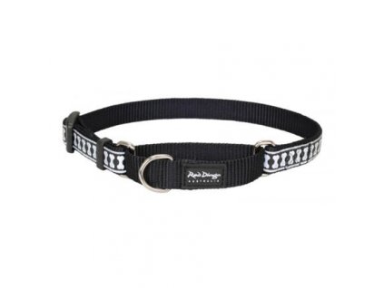 Red Dingo obojek polostahovací reflexní – Bones Black – 25 mm x 41-62 cm