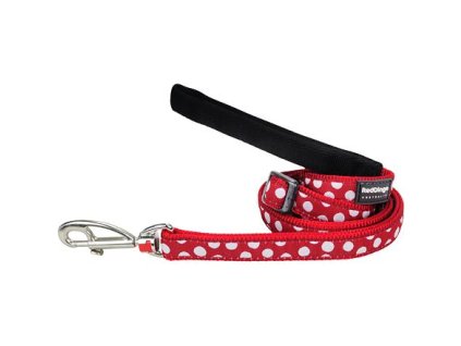 Vodítko Red Dingo 12 mm x 1,8 m - White Spots on Red