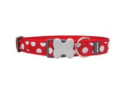 Obojek Red Dingo 40 mm x 50-80 cm - White Spots on Red