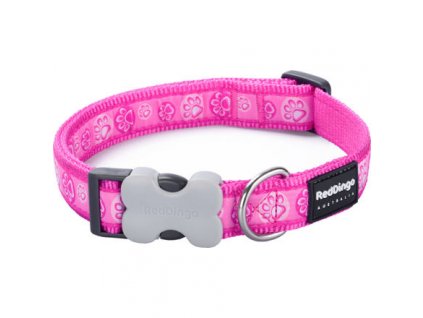 Red Dingo obojek – Paw Impressions Hot Pink – 25 mm x 41-63 cm