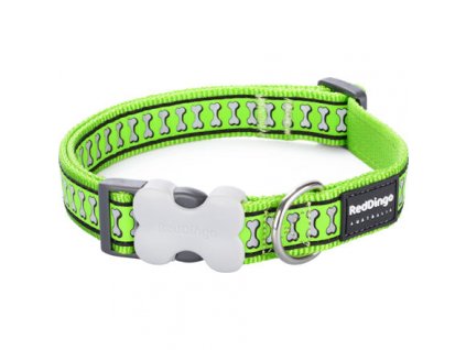 Red Dingo obojek reflexní – Bones Lime – 20 mm x 30-47 cm