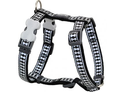 Red Dingo postroj reflexní – Bones Black – 15 mm x 36-54 cm
