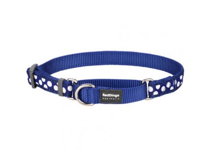 Red Dingo obojek polostahovací – White Spots on Navy – 15 mm x 26-40 cm