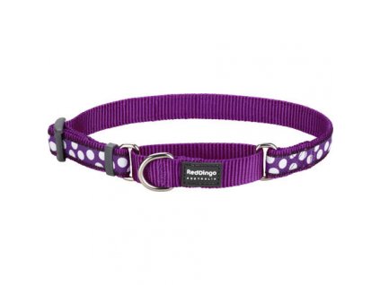 Red Dingo obojek polostahovací – White Spots on Purple – 15 mm x 26-40 cm