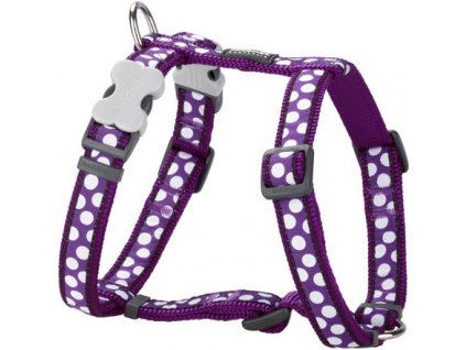 Postroj Red Dingo 25 mm x 71-113 cm-White Spots on Purple