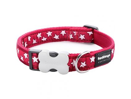 Red Dingo obojek – Stars White on Red – 20 mm x 30-47 cm