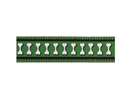 Red Dingo vodítko přepínací reflexní – Bones Green – 25 mm x 2 m