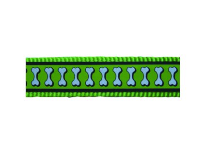 Red Dingo vodítko přepínací reflexní – Bones Lime – 20 mm x 2 m