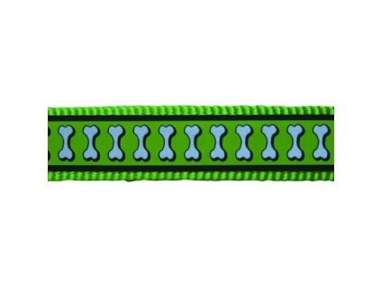 Red Dingo vodítko přepínací reflexní – Bones Lime – 25 mm x 2 m