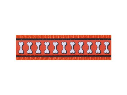 Red Dingo vodítko přepínací reflexní – Bones Orange – 15 mm x 2 m
