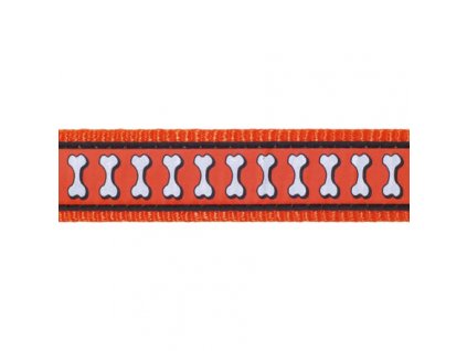 Red Dingo vodítko přepínací reflexní – Bones Orange – 20 mm x 2 m