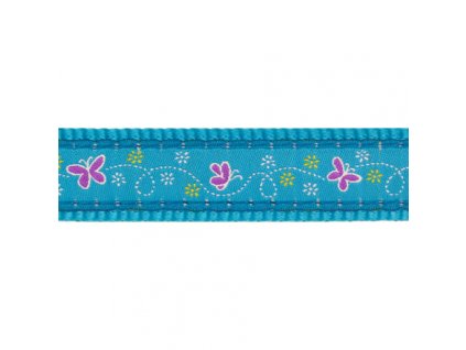 Red Dingo vodítko přepínací – Butterfly Turquoise – 15 mm x 2 m