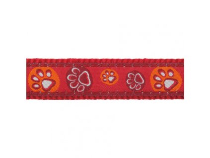Red Dingo vodítko přepínací – Paw Impressions Red – 15 mm x 2 m