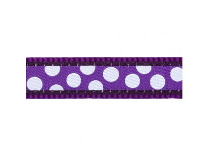 Red Dingo vodítko přepínací – White Spots on Purple – 25 mm x 2 m