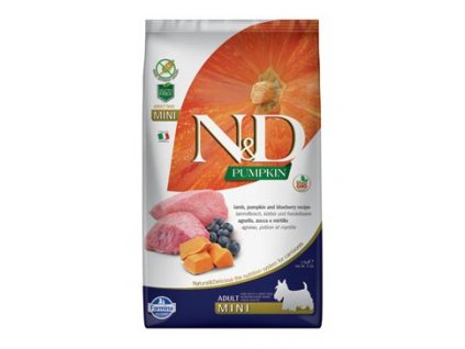 N&D Pumpkin DOG Adult Mini Lamb & Blueberry 7kg