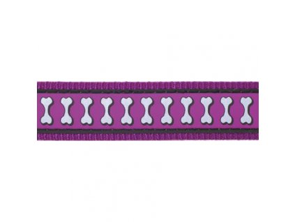 Red Dingo vodítko přepínací reflexní – Bones Purple – 12 mm x 2 m