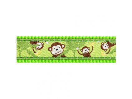 Red Dingo vodítko přepínací – Monkey Lime Green – 15 mm x 2 m