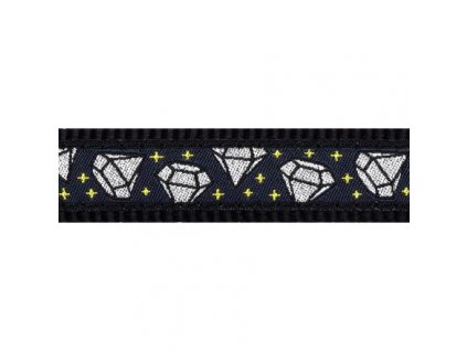 Red Dingo vodítko přepínací – Diamond Black – 15 mm x 2 m