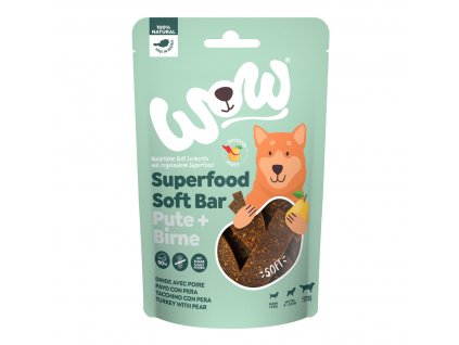 WOW pamlsky Superfood měkké proužky Krocan s hruškou 150g