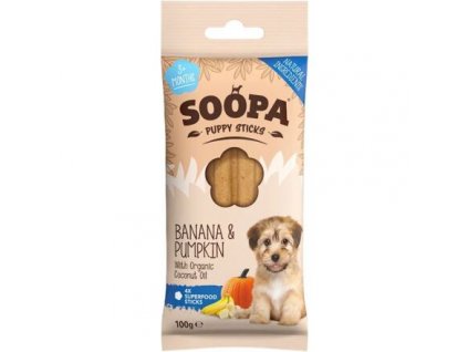 Soopa Dentální tyčinky Puppy s banánem a dýní 100 g