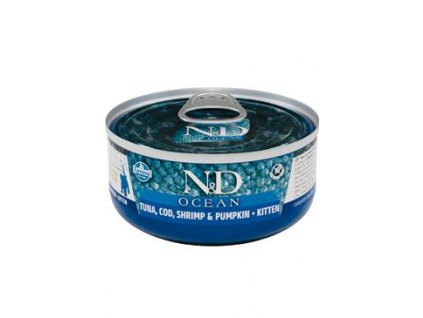 N&D CAT OCEAN Kitten Tuna & Cod & Shrimp & Pumpkin 70g 1+1 zdarma