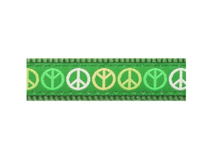 Red Dingo vodítko přepínací – Peace Green – 15 mm x 2 m