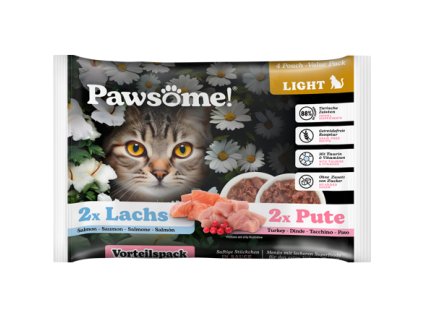 Pawsome! Adult Light s krůtím/ s lososem Multipack 4x85 g