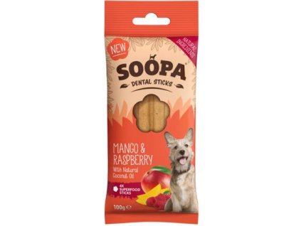 Soopa Dentální tyčinky s mangem a malinou 100 g