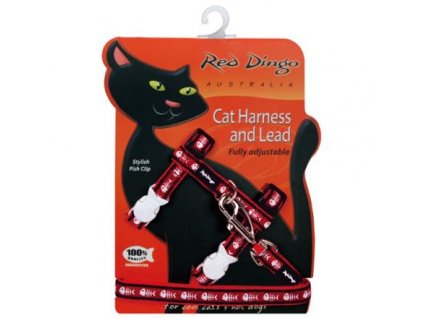 Postroj Red Dingo s vodítkem - kočka - Fisbone Red