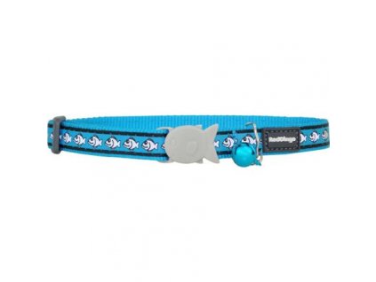 Red Dingo obojek pro kočky reflexní – Fish Turquoise – 12 mm