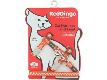 Postroj Red Dingo s vodítkem - kočka- Ziggy Rfx- Oranžová