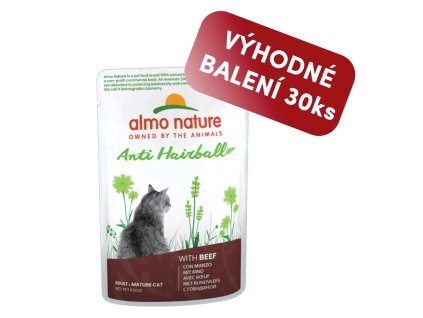Almo Nature Holistic Anti Hhairball s hovězím 70g výhodné balení 30ks