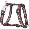 Red Dingo postroj – Pink Spots on Brown – 12 mm x 30-44 cm